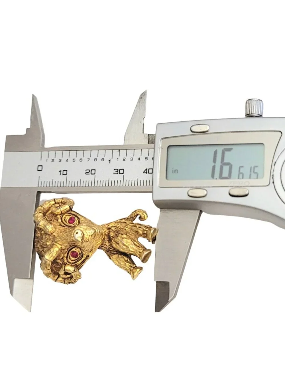 Gold Tone Red Eye Goat, Ram Brooch Pin, M462